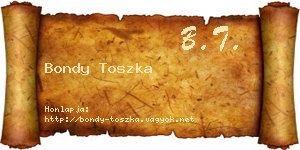 Bondy Toszka névjegykártya